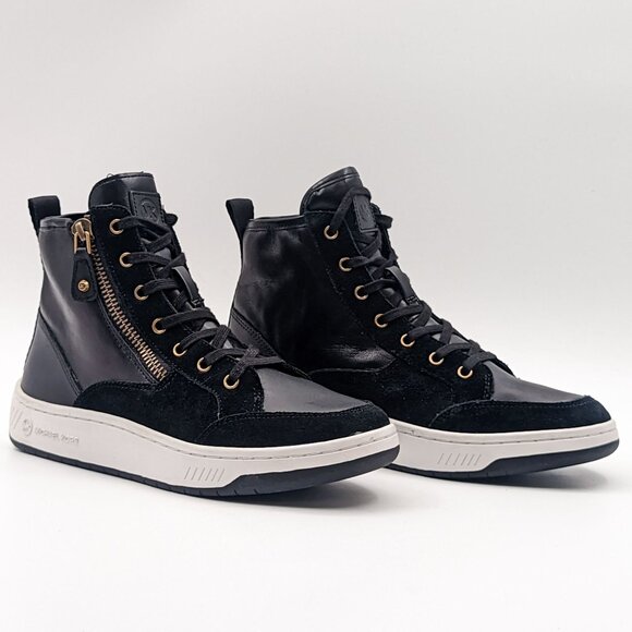 Michael Kors Women Shea High Top Black Leather Winter Boots size 8.5 - Picture 1 of 7